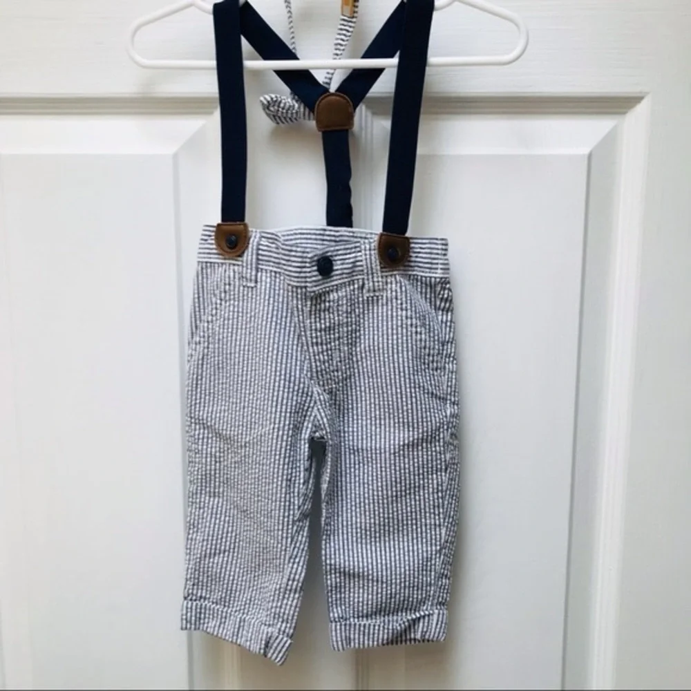 Gymboree Infant 3 piece Vest/Pants/Bowtie Pin Stripe Set-Size 3-6 Months